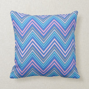 Coussin Motif rose de bigorneau et gris bleu de Chevron