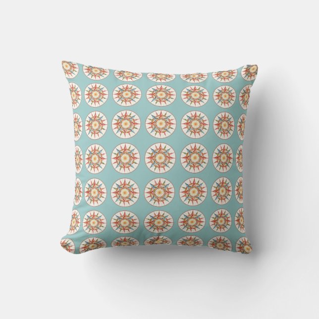 Coussin motif rose de boussole (Recto)