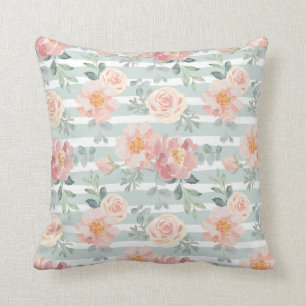 Coussin Motif rose de rayure d'Alicia