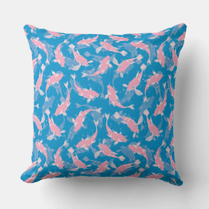 Coussin Motif rose et bleu - Koi Fish