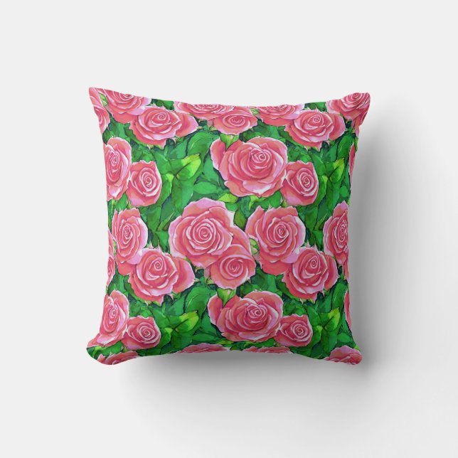 Coussin Motif Rose rose (Recto)