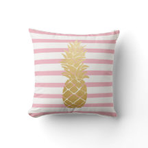 Motif rose tropical de rayures de l'ananas | d'or