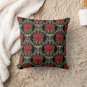Coussin Motif Roses Gothiques