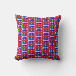 Coussin Motif rouge et bleu Abstrait avec Cercles bleus