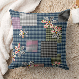 Coussin Motif rustique rétro multicolore en patchwork