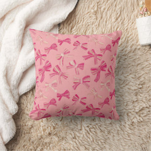 Coussin Motif sans couture à ruban rose coquette
