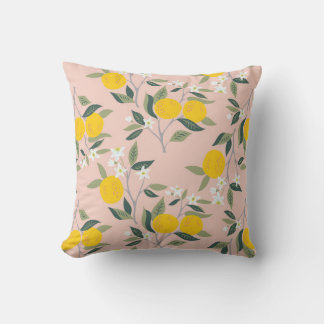 Coussin Motif sans couture avec branches d'oranges en fleu