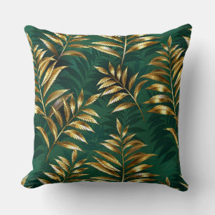 Coussin Motif sans couture avec des fougères dorées