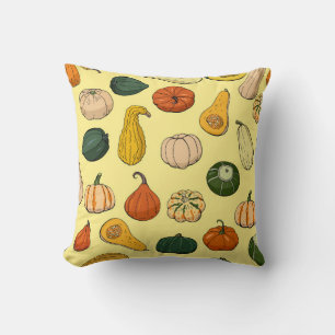 Coussin Motif sans couture avec des squashe dessinés à la