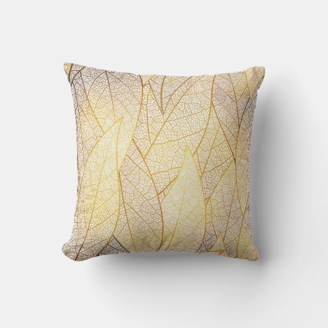 Coussin Motif sans couture avec feuilles or (Recto)