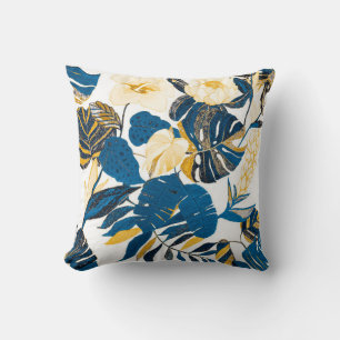 Coussin Motif sans couture avec feuilles tropicaux et fleu