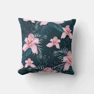 Coussin Motif sans couture avec fleurs Orchidée, métro c