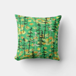 Coussin Motif sans couture avec forêt d'automne