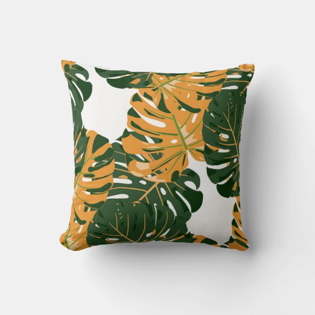 Coussin Motif sans couture avec forêt pluviale hawaïenne.  (Recto)