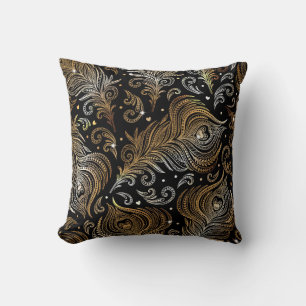 Coussin Motif sans couture avec plumes de paon. D libre