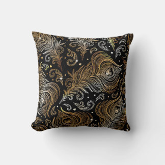 Coussin Motif sans couture avec plumes de paon. D libre