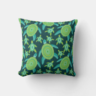 Coussin Motif sans couture avec tortues vertes. Mer