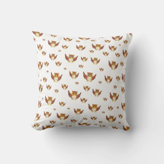 Coussin Motif sans couture de hibou doré mignon