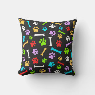 Coussin Motif sans couture de pattes de chien et d'os colo