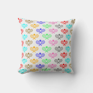 Coussin Motif sans couture de tennis coloré - Raquette et