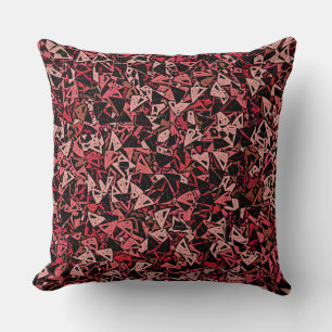 Coussin Motif sans fin de triangle rose rouge noir