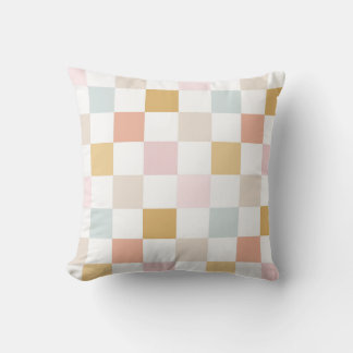 Coussin Motif sans fin Rétro Estival à Carreaux Pastel