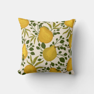 Coussin Motif sans soudure Abstrait avec poires jaunes et