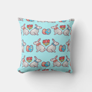 Coussin Motif sans soudure avec oeufs de Pâques et bouq