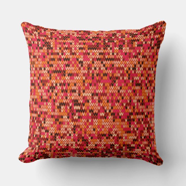 Coussin Motif scandinave abstrait vêtu à l'ombre rouge (Recto)