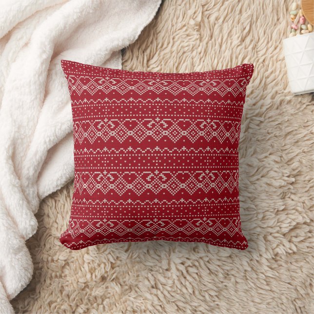 Coussin Motif scandinave rouge et blanc (Couverture)