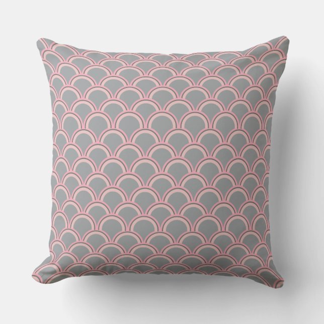 Coussin Motif Shell moderne rose et gris (Recto)