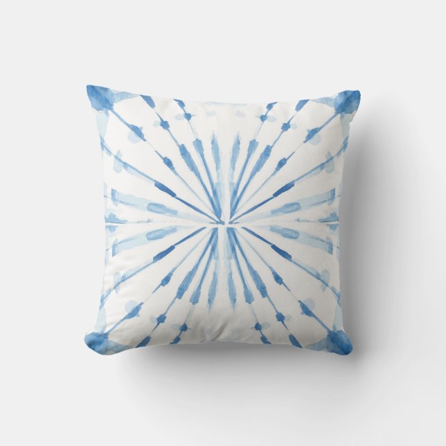 Coussin Motif shibori de couleur bleu d'Indigo (Recto)