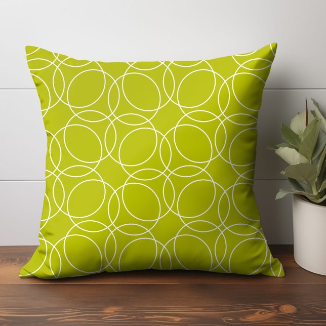 Coussin Motif simple moderne (geometric circle pattern throw pillow home decor in light green)
