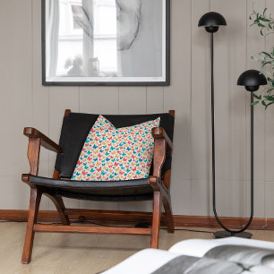 Coussin Motif simple rose turguoise blanc papillon