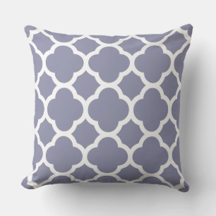 Coussin Motif Smokey Blue Quatrefoil