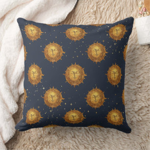 Coussin Motif Soleil Céleste Or (1)