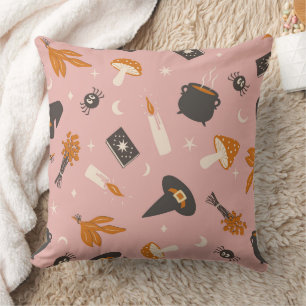 Coussin Motif sorcier et cosy d'Halloween Cottagecore ro