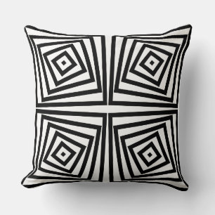 Coussin Motif spiral en boîte noire et blanche
