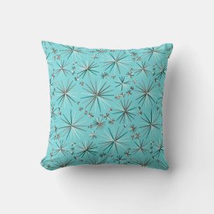 Coussin Motif Spoutnik du milieu du siècle, Bleu des Oeufs
