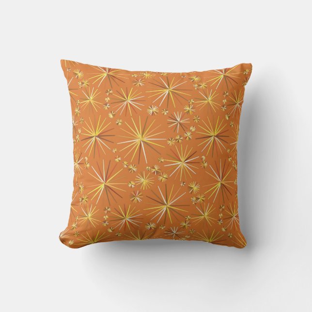 Coussin Motif Spoutnik du milieu du siècle, Terracotta (Recto)