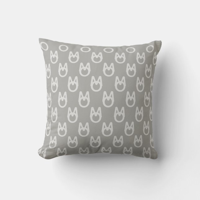 Coussin Motif stylé Silver Wild Cat sur Grey (Recto)