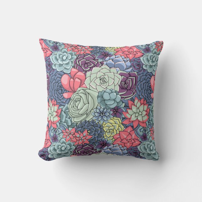 Coussin Motif succulent coloré (Recto)