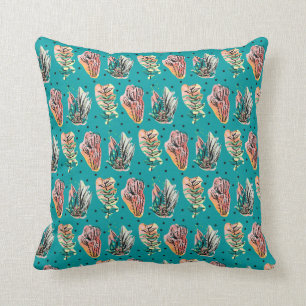 Coussin Motif succulent de cactus graphique abstrait