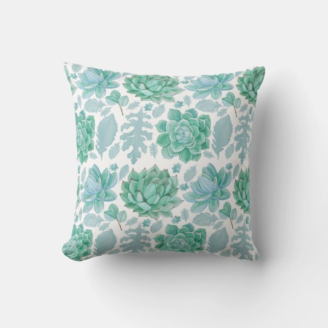 Coussin motif succulent d'eucalyptus 3717 (Recto)