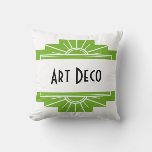 Coussin Motif Sunburst Art Déco en blanc et chaux