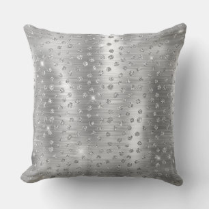 Coussin Motif Taches de Guépard Sauvage Paillettes Argenté