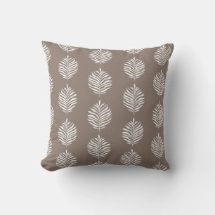 Coussin Motif Taupe Gris de palme côtière