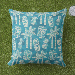 Coussin Motif Tiki Rétro Moderne du Milieu du Siècle