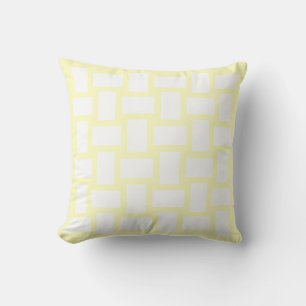 Coussin Motif Tissage Jaune Pastel & Blanc