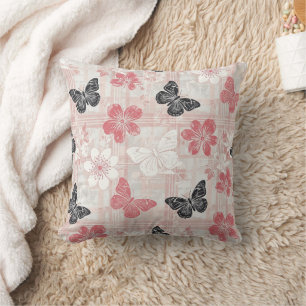 Coussin Motif toile de fond botanique papillon vintage (3)